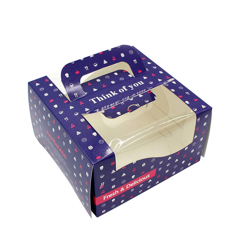Custom Blue Big Paper Portable Butterfly Cake Packaging Box
