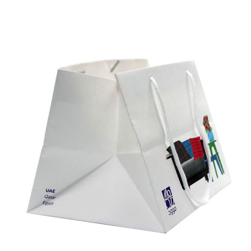Custom Design Fashion Famous Brand Shopping White Paper Bag