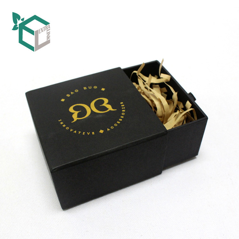 Best Selling Black Cardboard Drawer Box With Gold Stamping Logo For Bracelet